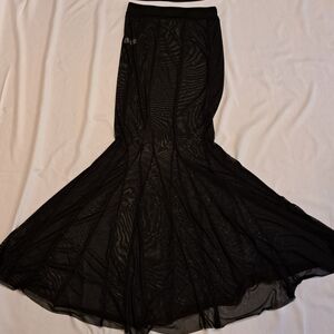 Sexy Gothic Black Sheer See Thru Skirt Dramatic Flare Statement Piece Size S